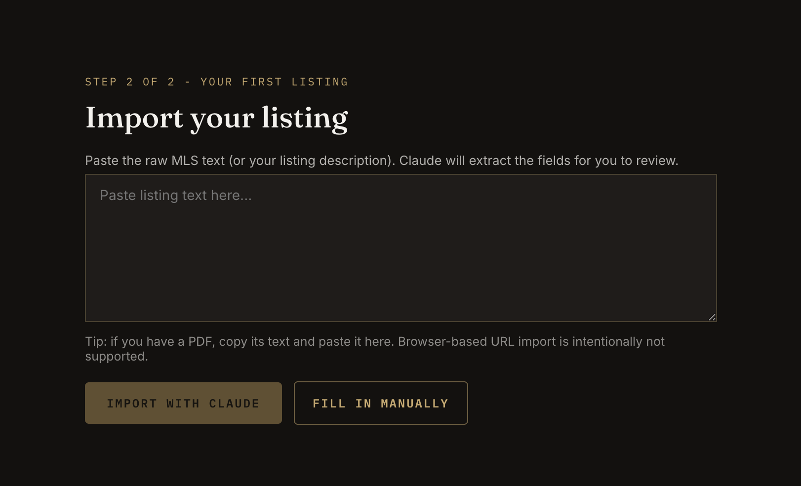 Import your listing